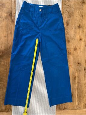 Nicole Miller Bright Blue Wide-Leg Crop Pants